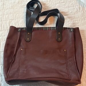 Trask Leather Tote with Black Handles
